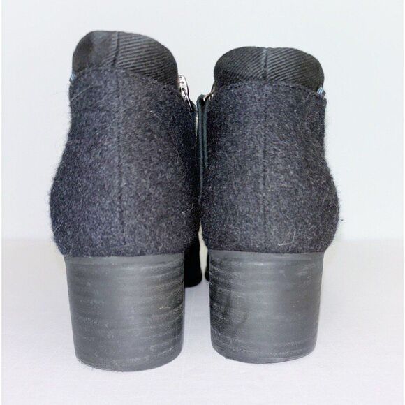 TOMS Black Loren Suede Wool Blend Stacked Heel Ankle Bootie Womens 8.5 - Picture 4 of 12